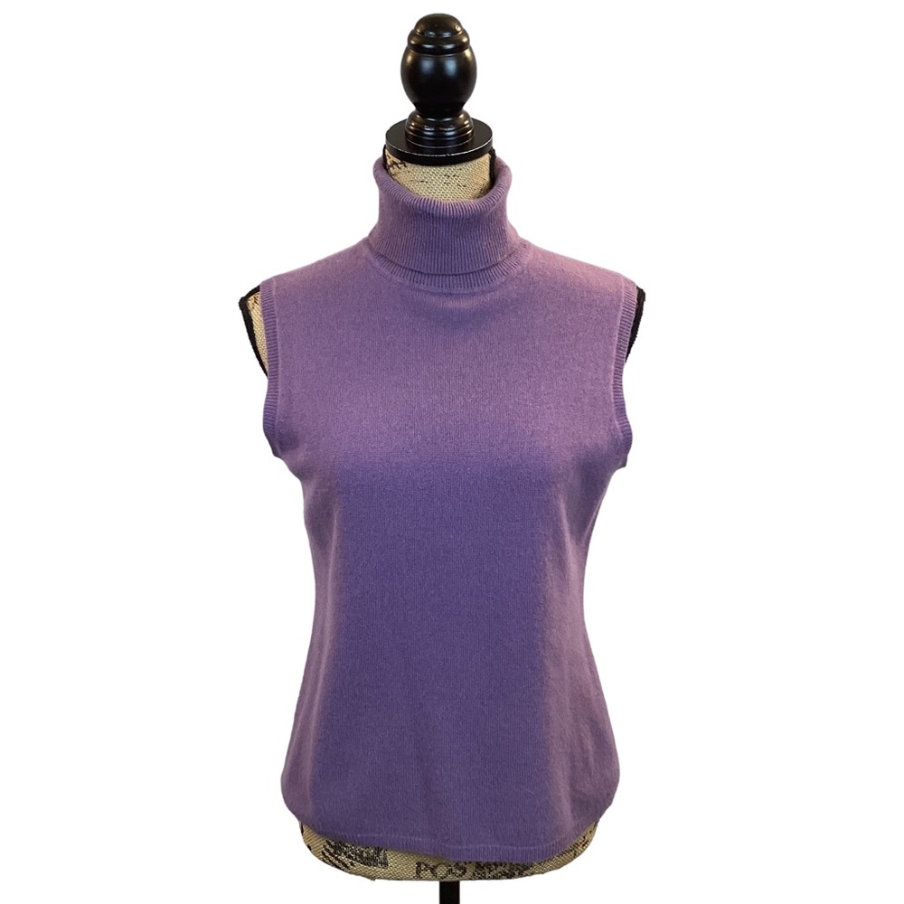 100% Cashmere Finest 2-Ply Yarns Sleeveless Turtleneck Sweater